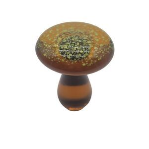 Vintage MCM Murano Amber Italian‎ Art Glass 5" Mushroom Paperweight Sculpture